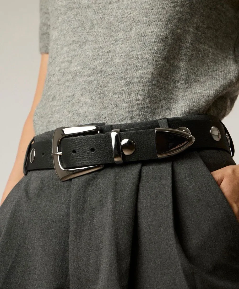 B-Low The Belt Jordana Mini Moto Studded Designer Belt Black/Silver Medium